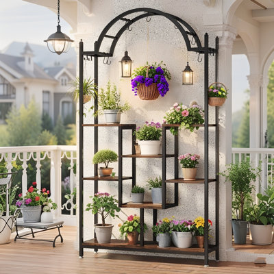 75" Plant Stand with Hanging Hooks by 17 Stories
