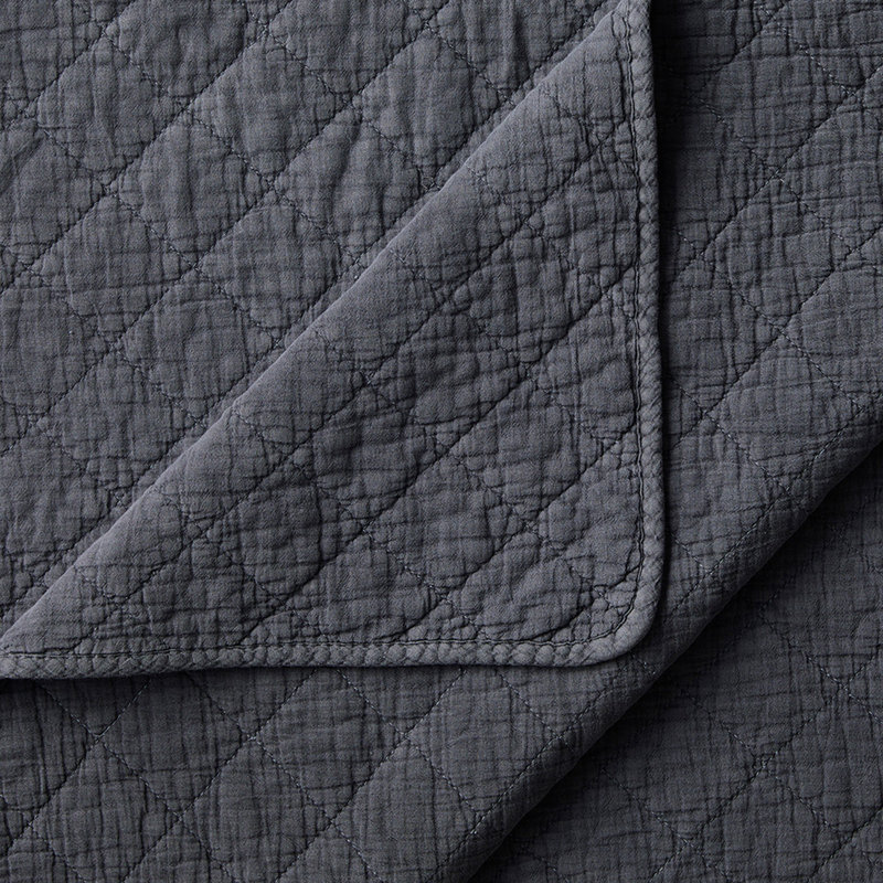 Courtepointe rustique moderne décontractée en coton, Gris anthracite, Courtepointe simple