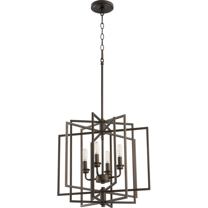 Lustre géométrique à 4 lumières Melora, Bronze huilé