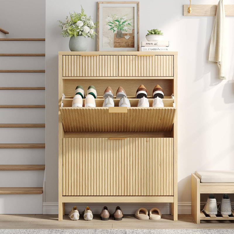 Shoe Storage Cabinet With 2 Flip Drawers
