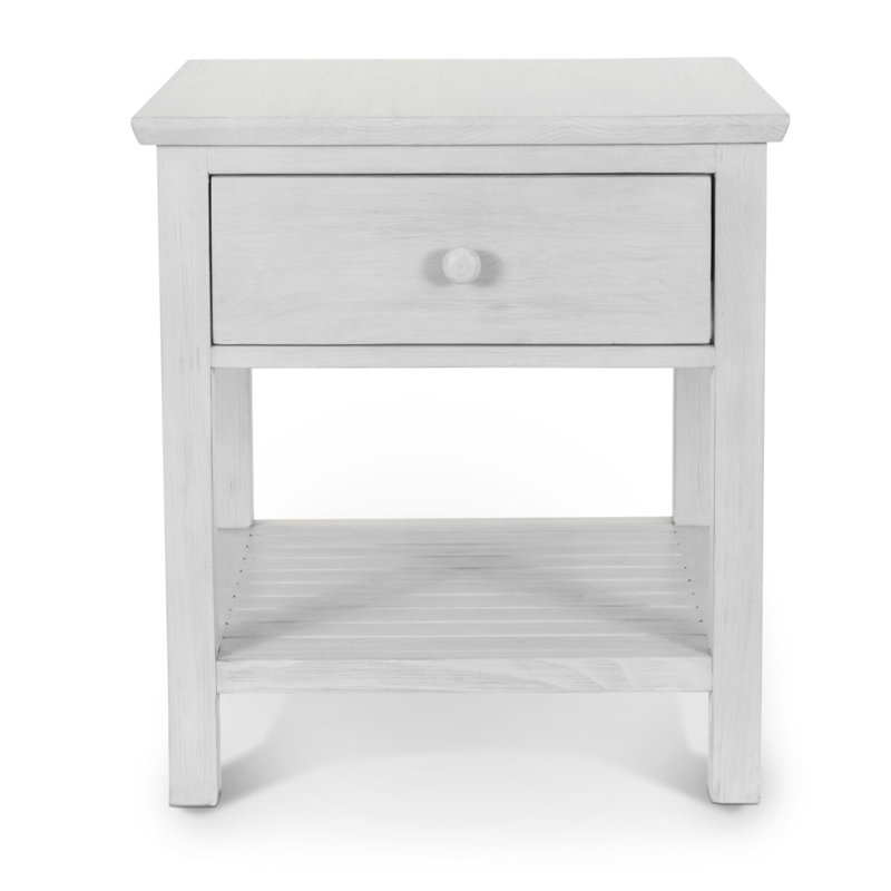 Table de chevet 1 tiroir Geneva - Finition blanc vieilli, H 24 po x l 22 po x P 24 po