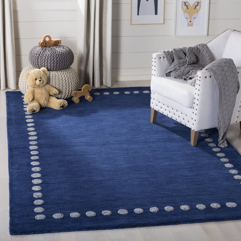 Antaeus Kids Hand Loomed Wool Rug, Rectangle 9' x 12', Navy