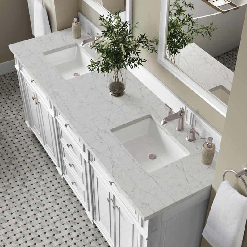Bristol 72'' W Double Vanity, Bright White, Eternal Jasmine Pearl, 8" Widespread