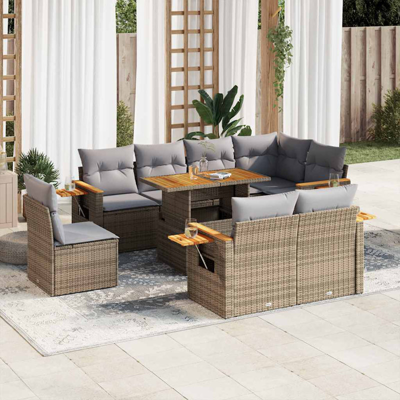 Garden Sofa Set Beige, Light Grey