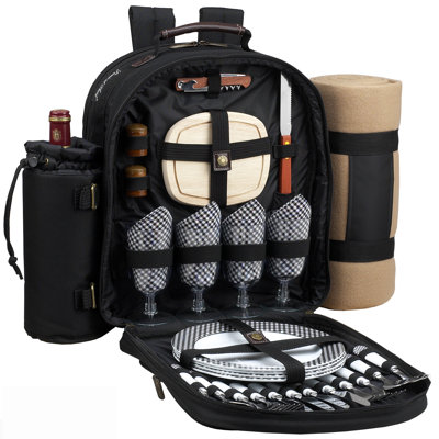 Classic Insulated Picnic Backpack, Service for 4