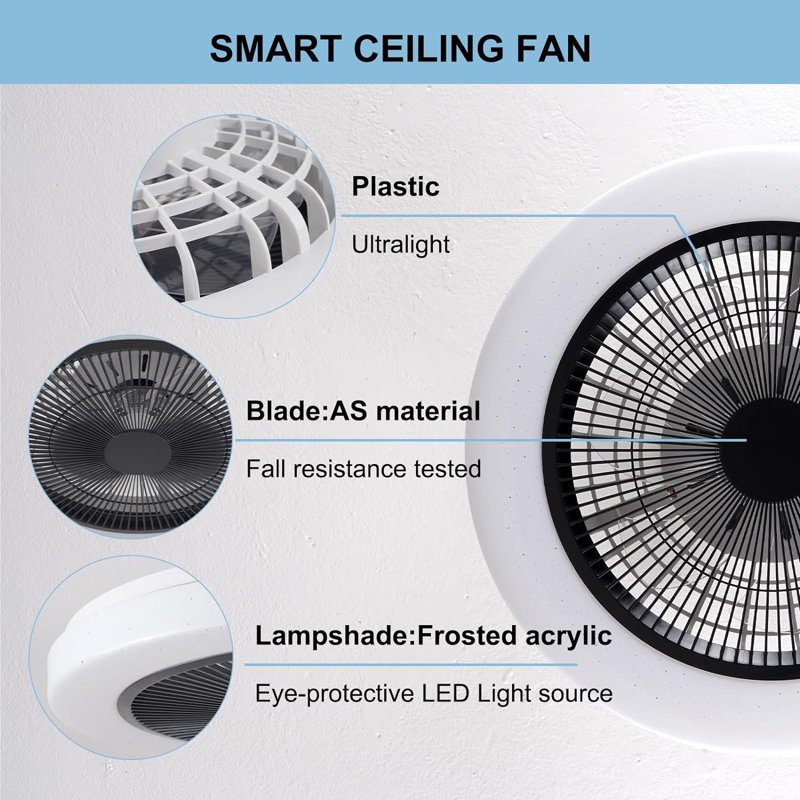 Ceiling Fan with LED Lights, Black