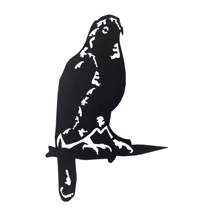 Art de Silouette de Coopers Hawk, oiseau en métal sur une branche