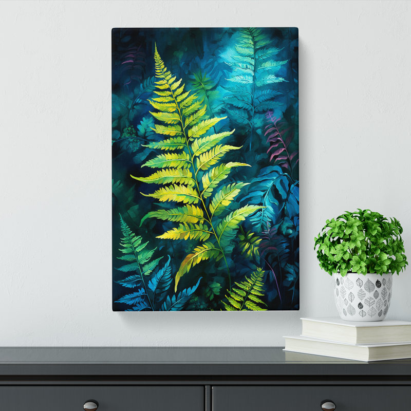 Fern Leaf Expressionism No.2 - Wrapped Canvas Print, 50cm H x 35cm W x 3cm D