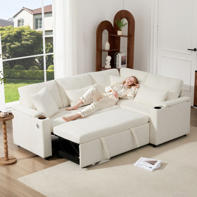 3 Seater Chenille Chaise End Sofa
