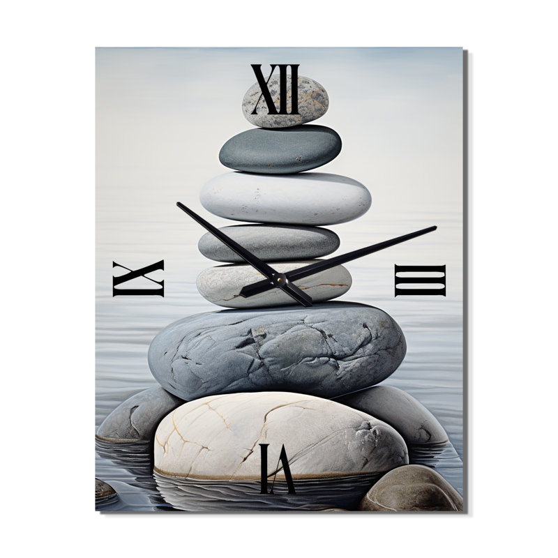 Beach Harmony Balance II - Horloge murale abstraite surdimensionnée, Grand