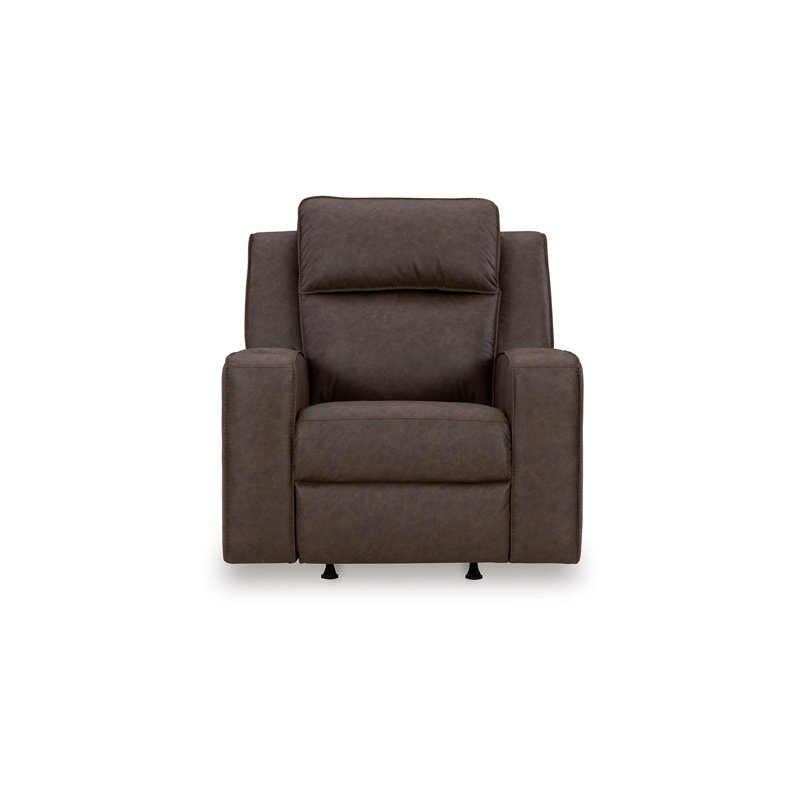 Livie Faux Leather Recliner, Granite Gray Brown