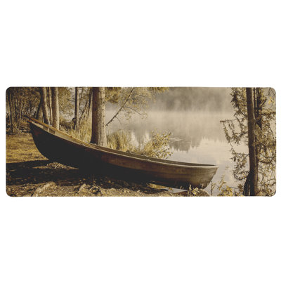 Tapis de bureau Docked Boat on Forest's Edge, par Lil 'Rue