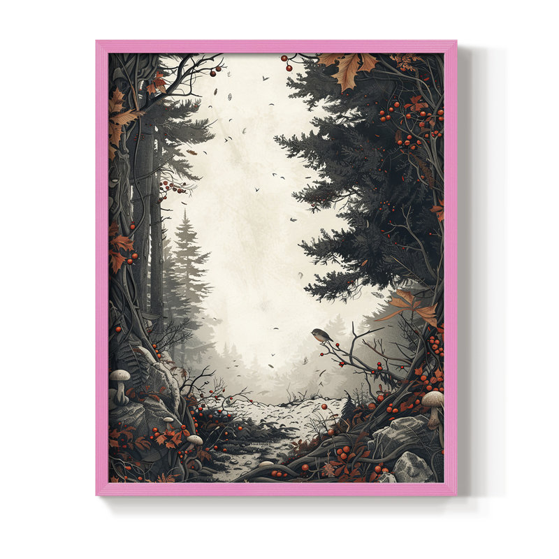 «Christmas Holiday Art DCXVII», reproduction d'art encadrée - bois massif, H 15 po x l 12 po, Rose