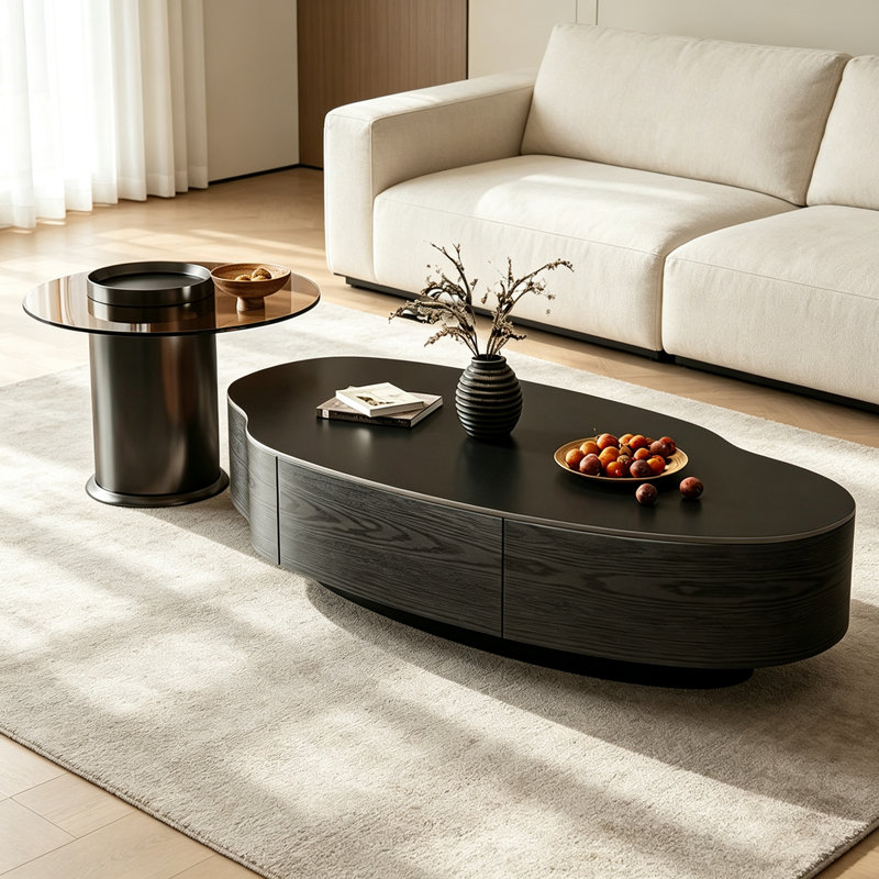 Amabilia, 13" H x 47.24" W x 23.62" D, White, Black/Brown
