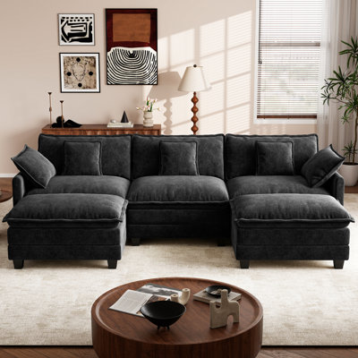 Canapé modulaire en U en chenille de 111,5 po avec 5 repose-pieds George
