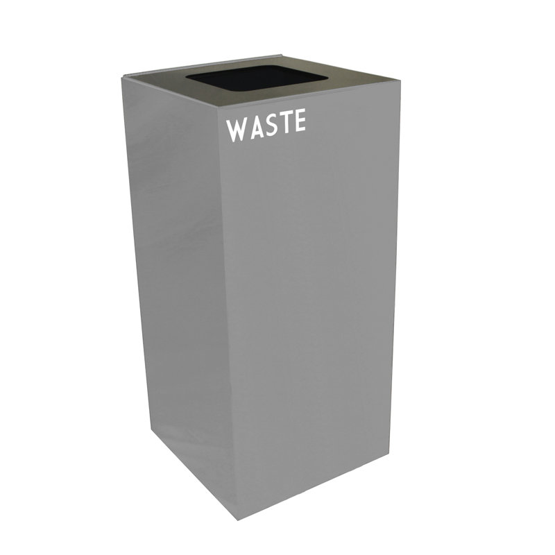 Poubelle de recyclage Geocube 24 gallons, Ardoise, Carrée pour plastiques et déchets, 32 gallons