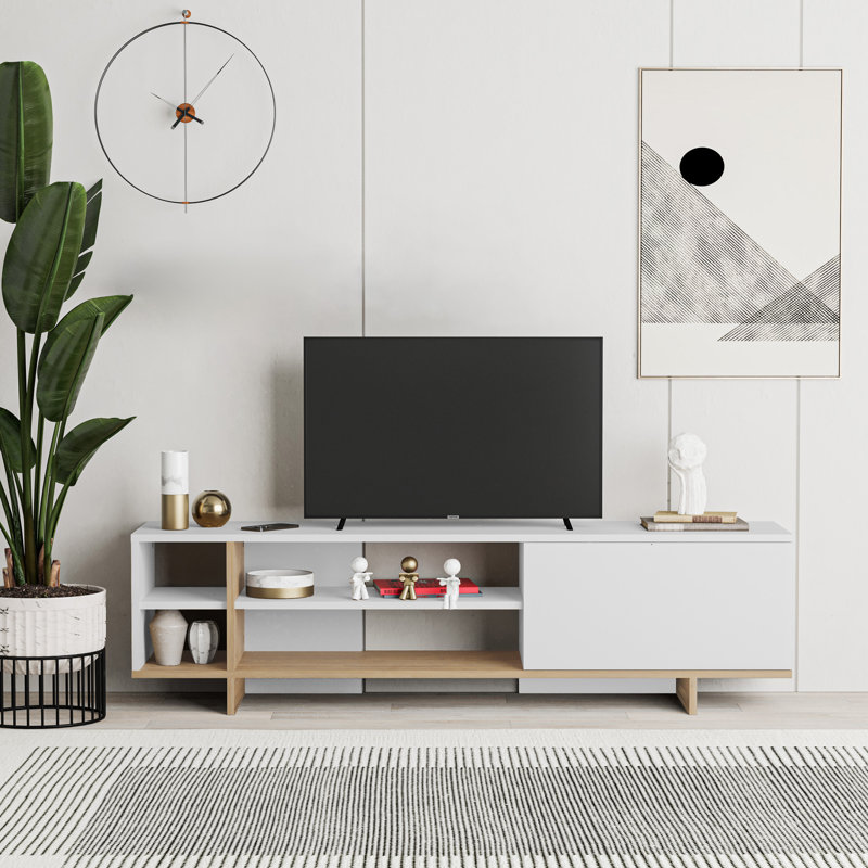 Unfinished TV Stand for TVs up to 65", White/Oak