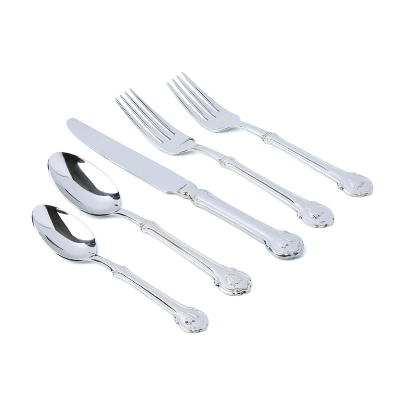Ensemble de couverts en acier inoxydable 18/10 de 18 pièces Wallace Napoleon Bee, service pour 8, Argent argent