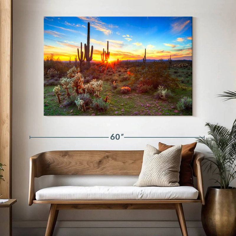Harnek, désert, cactus, rayon de soleil, H 34 po x l 51 po