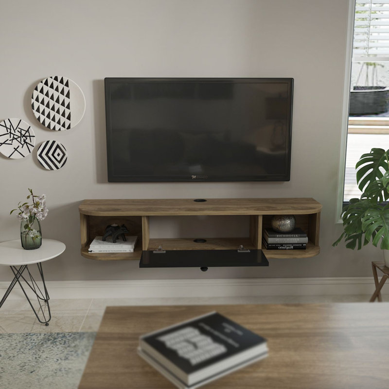 Meuble télé Bruce, chêne noir et noir, 47,2 x 9,2 x 23,4 pouces Bruce | 100% panneau de particules enduit de mélamine, épaisseur: 0,7 pouce | Design élégant et fonctionnel, parfait pour le salon et les espaces de divertissement, assemblage facile
