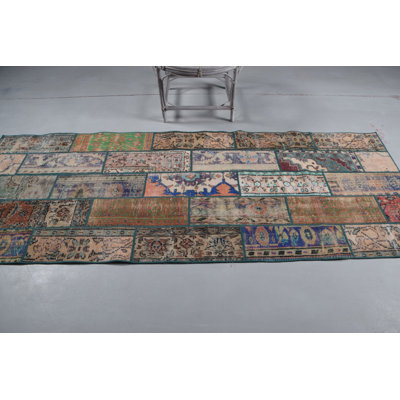 Traditional Turkish Patchwork Runner Rug in Brown for Home & Corridor Decorations