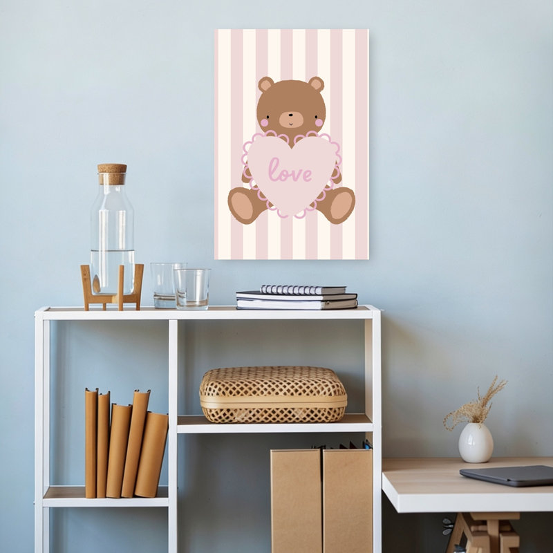 Baby Girl Contemporary Bear Wall Art Print by Aislinn Simmonds - Wrapped Canvas Print, 45.72cm H x 30.48cm W