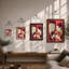 Hands Meet in Red Modern - Framed Print-745006676-745006682