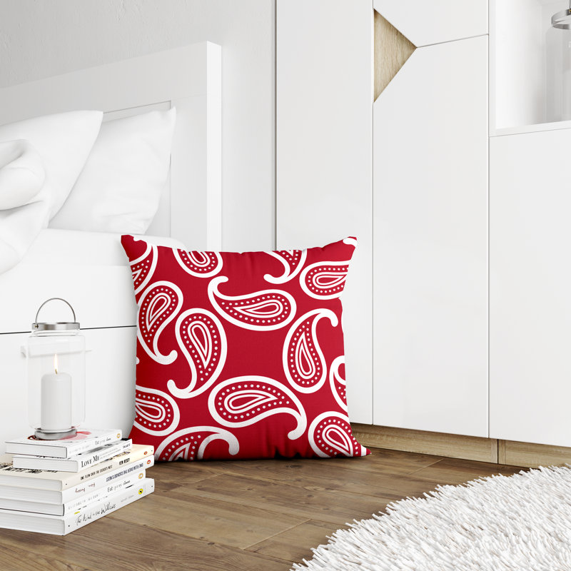 Housse et insert de coussin décoratif en polyester, L 15 po x H 15 po, Rouge