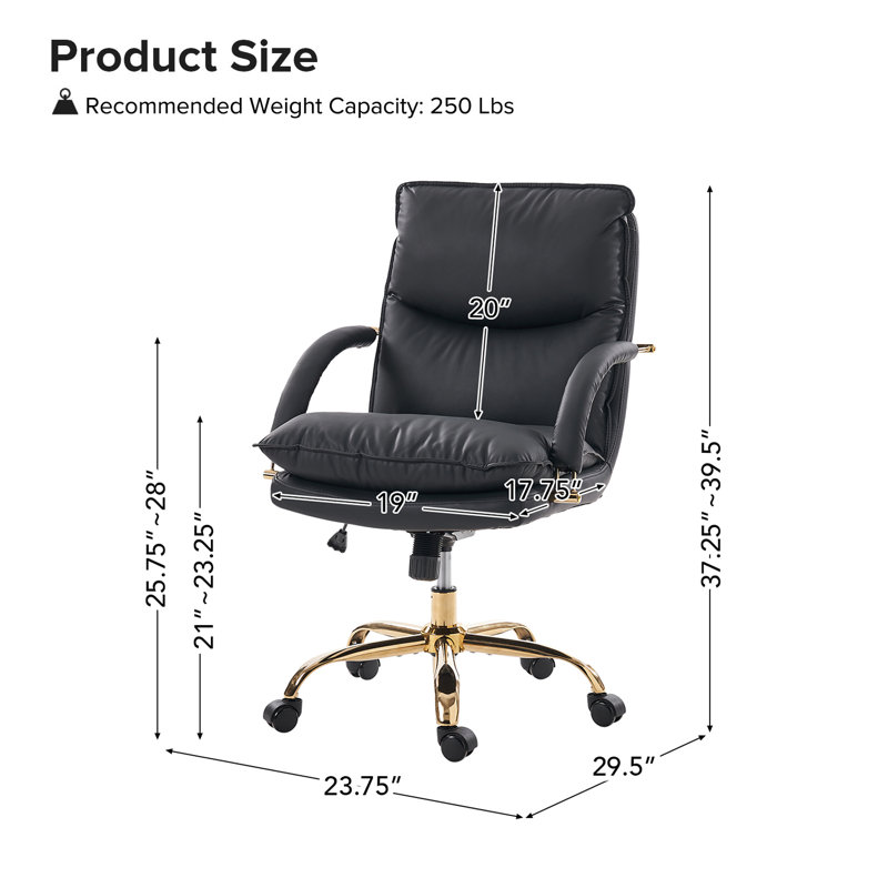 Chaise de bureau Pell, Noir, noir, noir, noir