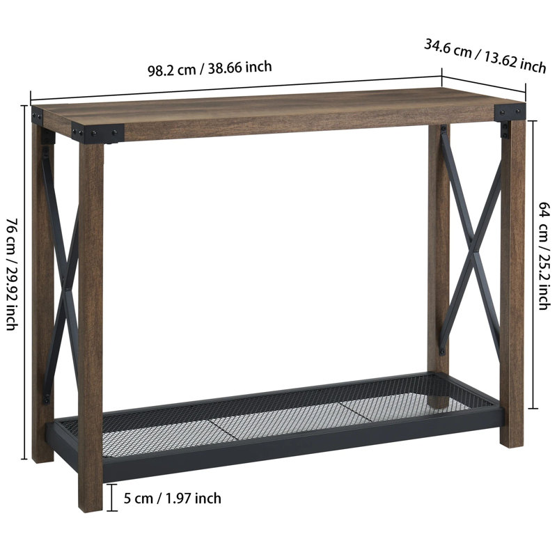 Entryway Table,Sofa Table with 2 Tier, Console Table, Brown