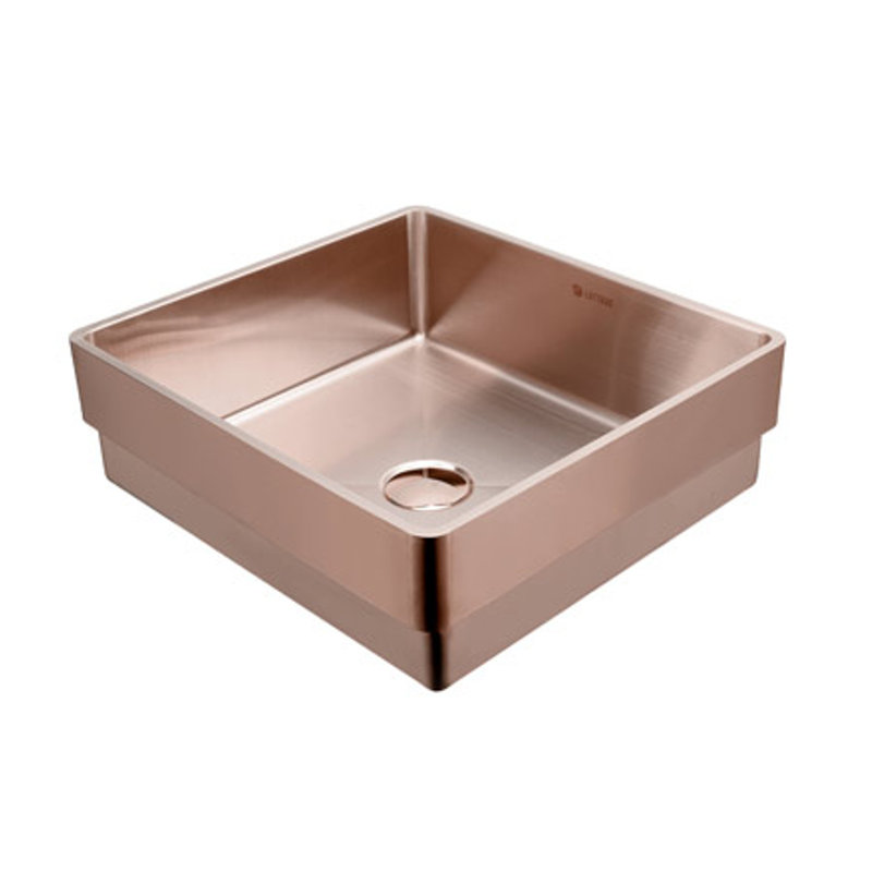 Lottare 14.5'' Stainless Steel Square Bathroom Sink, Rose Gold