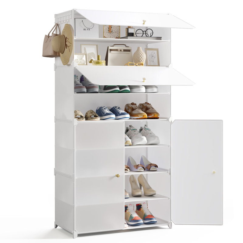 24 Pair Shoe Storage Cabinet, White