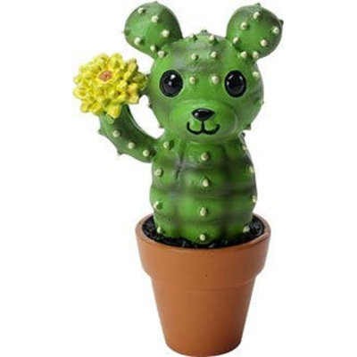 Figurine Deldrick hérissé de cactus en fleurs dans un pot