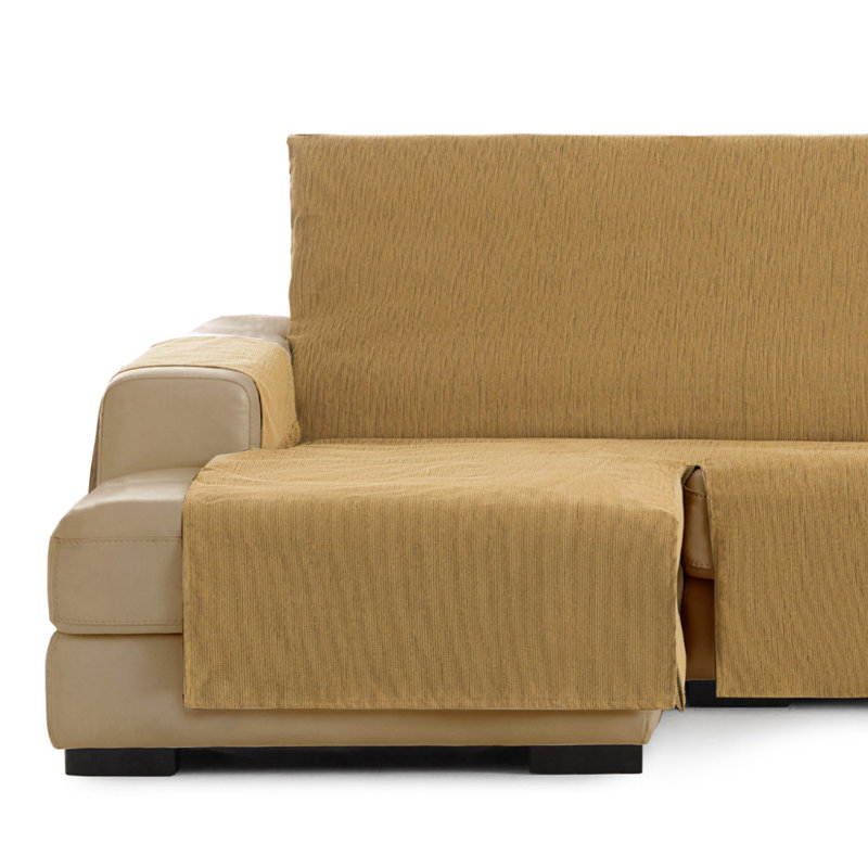 Birbal Box Cushion Chaise Lounge Slipcover, Ochre, 220cm H x 240cm W x 3cm D