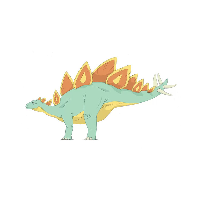 Stegosaurus Pencil Drawing With Digital Colour by Alice Turner - Wrapped Canvas Painting