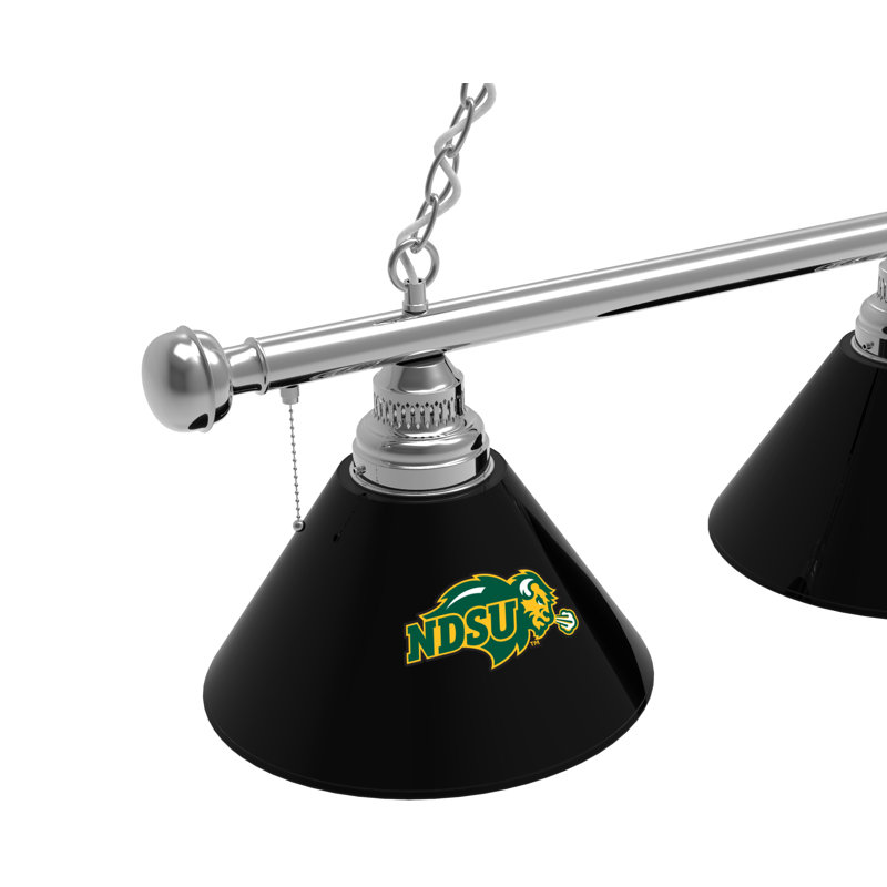 3 - Light Pool Table Lights Pendant, Chrome, North Dakota State Bison - Black