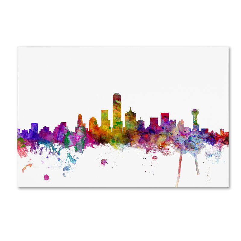 « dallas texas horizon », reproduction d’impression sur toile tendue, H 12 po x l 19 po x P 2 po