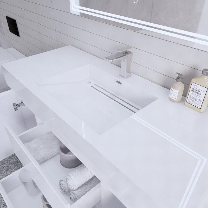 Babajide Bathroom Vanity with Acrylic Top, High Gloss White