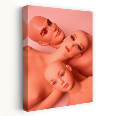 1970s FAMILY 3 DUMMIES MANNEQUINS BALD STIFF MOTHER FATHER CHILD ALIENS CLONES WEIRD WACKY FUNNY DUMMY MODELS 1 Piece Wrapped Canvas Wall Art