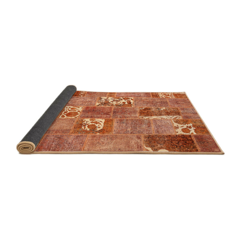 Tapis de zone crème/brun contemporain, Rond 3 pi