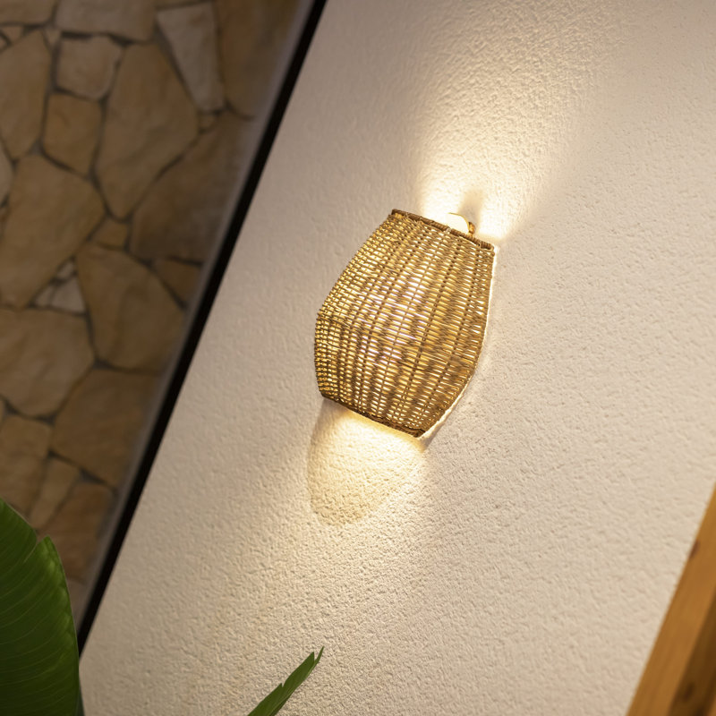 Saona 9" Wicker Portable Led Integrated Wall Sconce Light