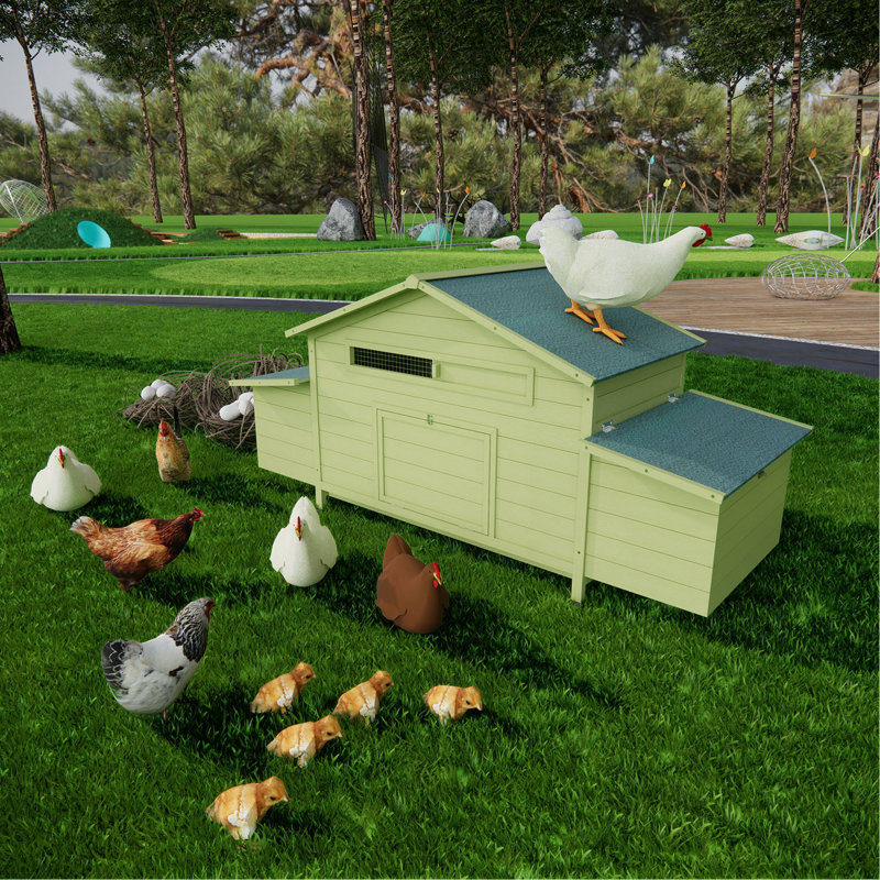 Grande cage à poulets pour l'extérieur avec poulailler en bois de 11,12 pi² avec 2 portes en libre parcours, 2 nichoirs, perchoir à l'intérieur