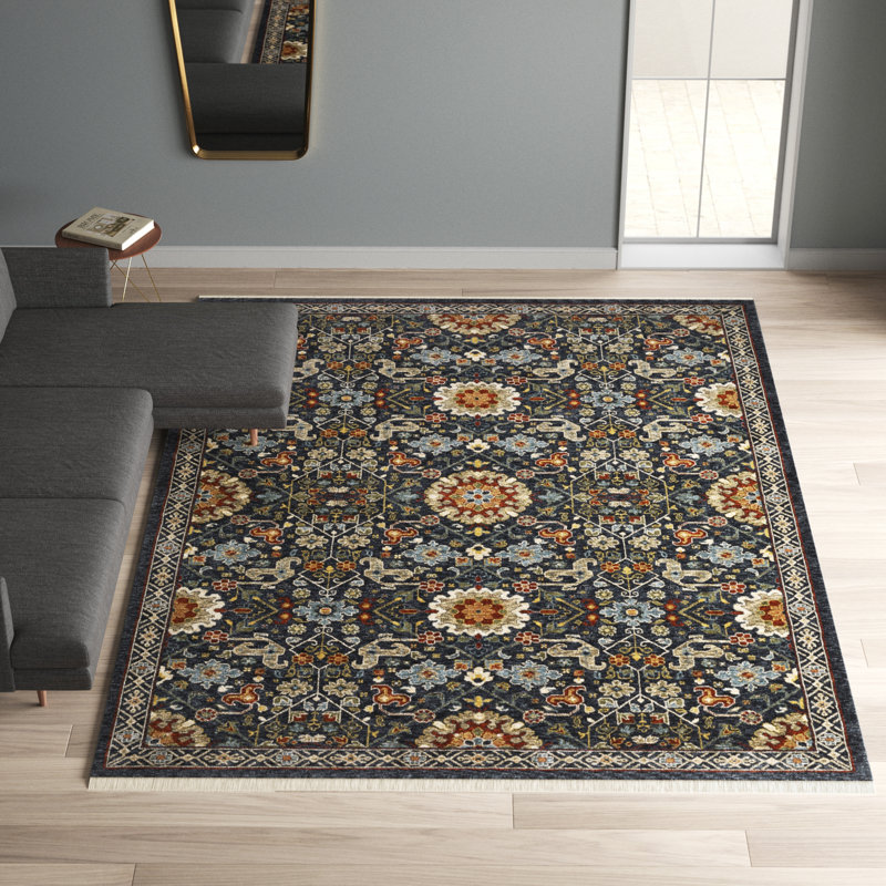 Tapis bleu / brun Hovis Southwestern, Rectangle 9 pi 10 po x 12 pi 10 po