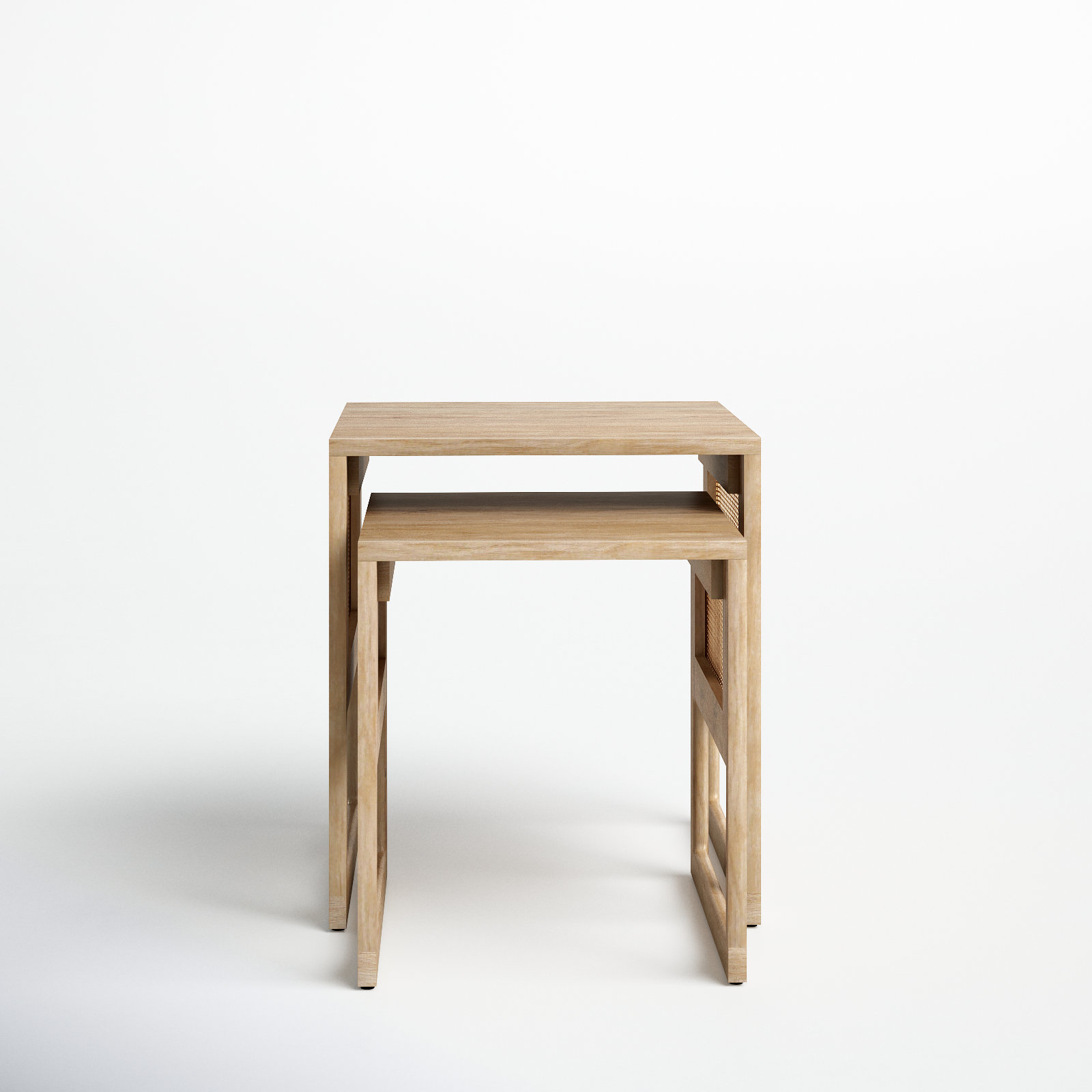 Cinna Solid Wood Nesting End Table, Light Brown
