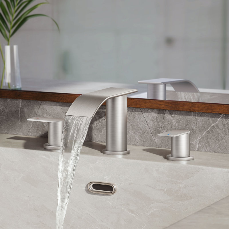 2-handle Bathroom Faucet with Drain Assembly, Stainless Steel