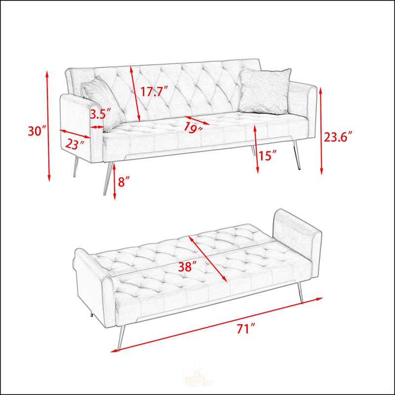 71-Inch Foldable Double Sofa