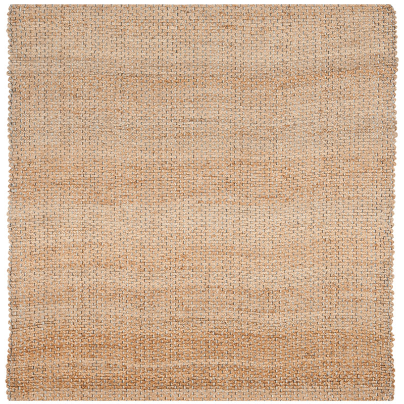 Debroh Natural Fiber Hand Woven Jute Solid Color Rug, Square 6'