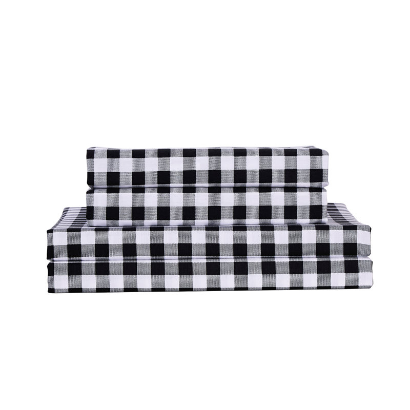 Hepburn 100% Cotton Twill Plaid Sheet Set, Queen Sheet Set + Fitted Sheet + 2 Pillowcases