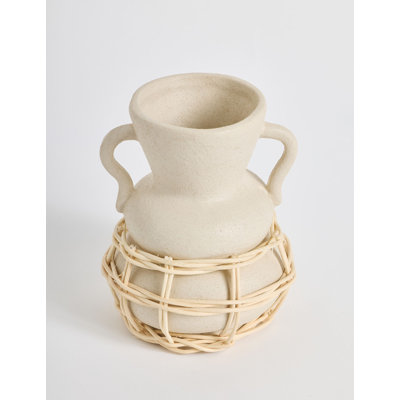 Natural Rattan Weaving Ceramic Vase