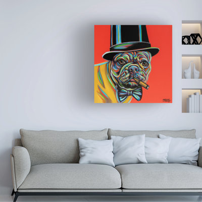 Trinx Carolee Vitaletti Cigar Dog Canvas Wall Art